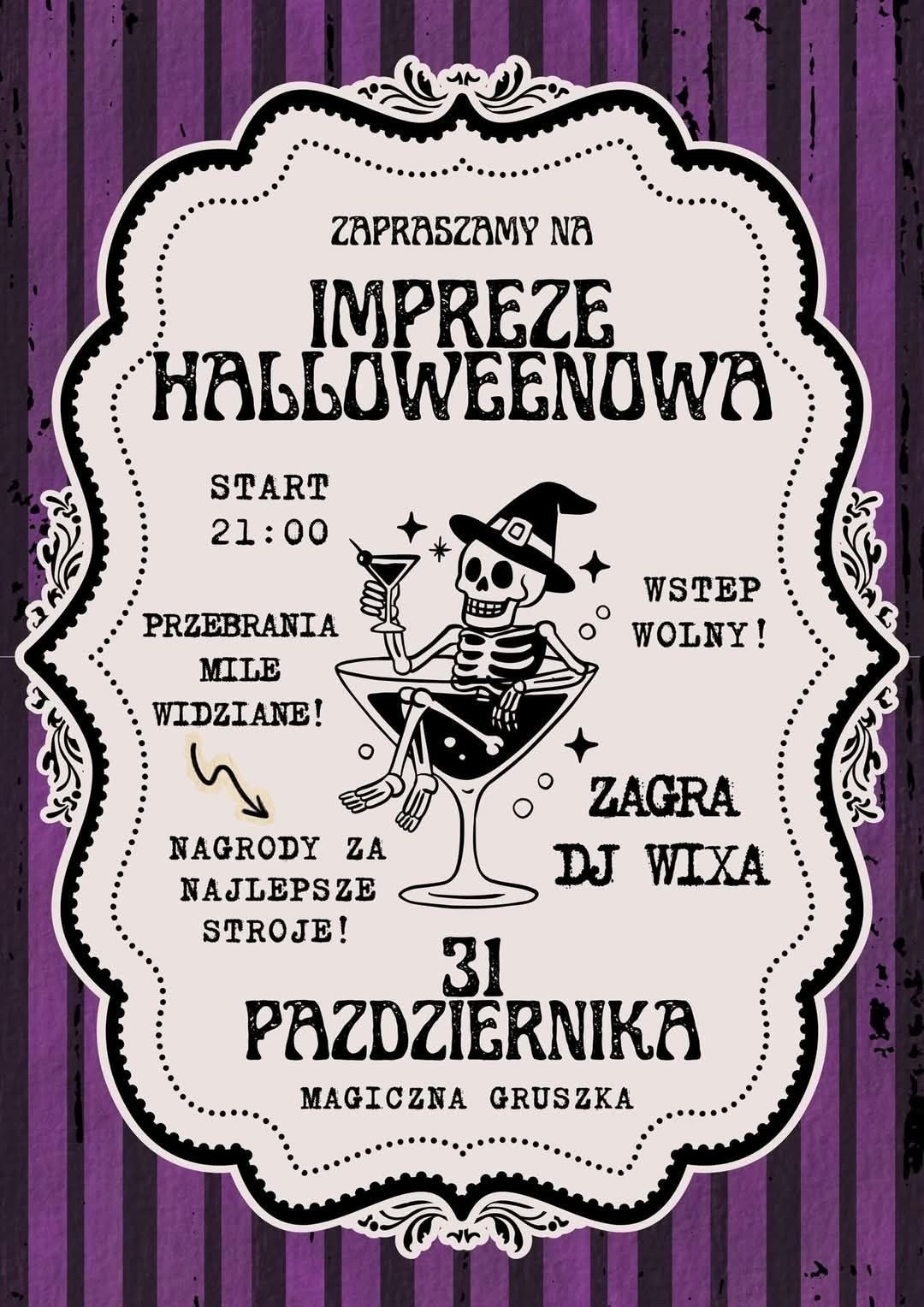 Plakat wydarzenia Impreza Halloweenowa, 31 października 2026, Restauracja Magiczna Gruszka, Lubniewice